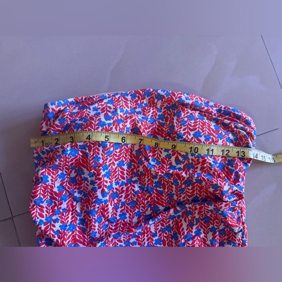 J Crew Factory Pink Floral Printed Strapless One Piece Swimsuit Womens Size M - Picture 12 of 16